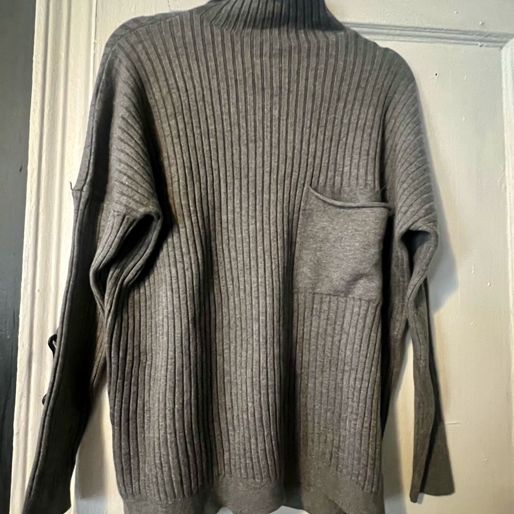 French Connection Gray Oversized Ribbed Sweater
